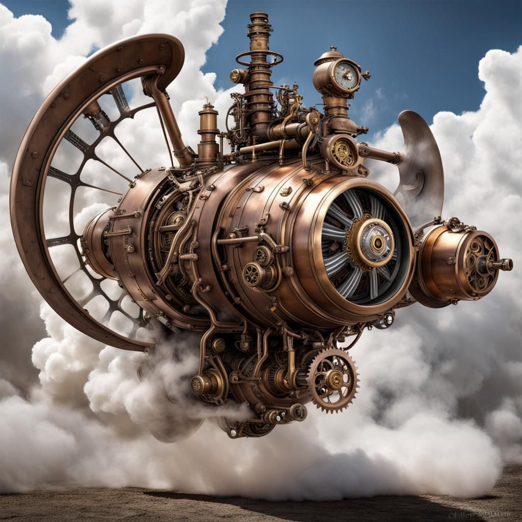 Steampunk Angel Emerges from Mechanical Core
