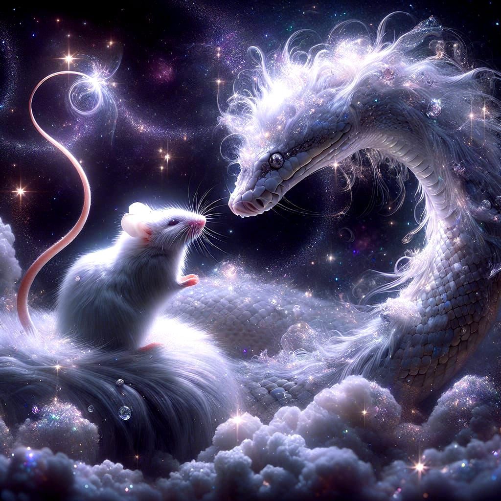 Touching Cosmic Encounter Between Mouse and Snake