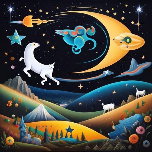 Animals Dancing with Silver Stars in Peca Art