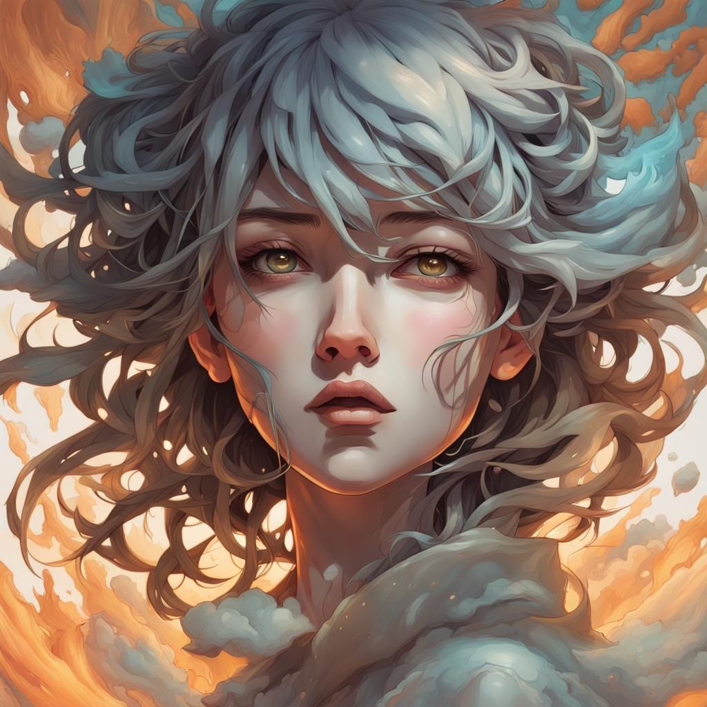 Neo-Impressionist Oil Painting with Anime Art Elements