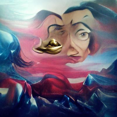 Surreal Scene of Two Figures in a Dali-esque Style