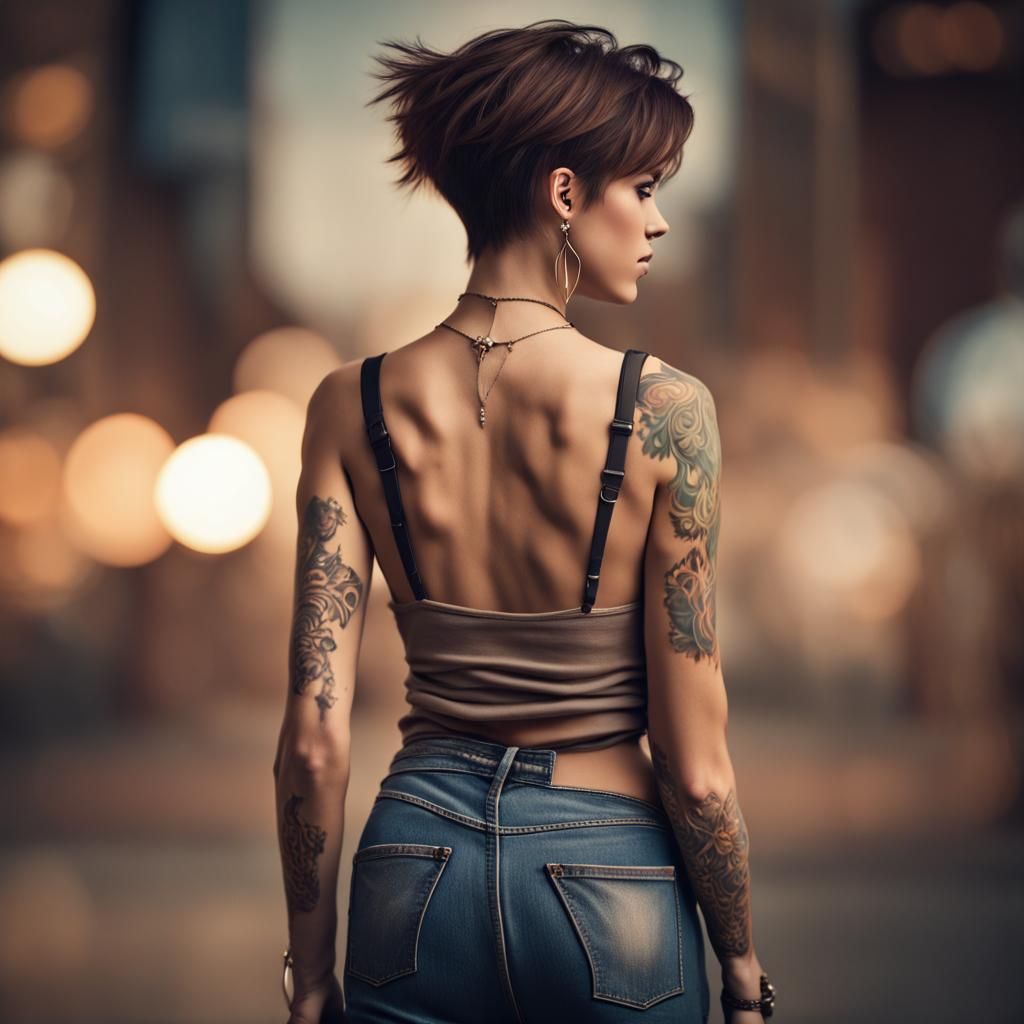 Cute Woman with Hi-Top Fade in Sunset Boudoir