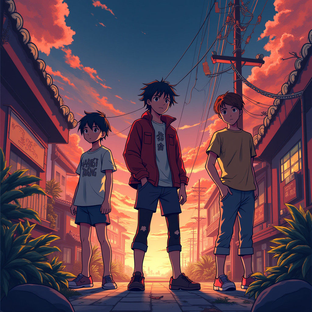 Dynamic Manga Scene in Studio Trigger Style