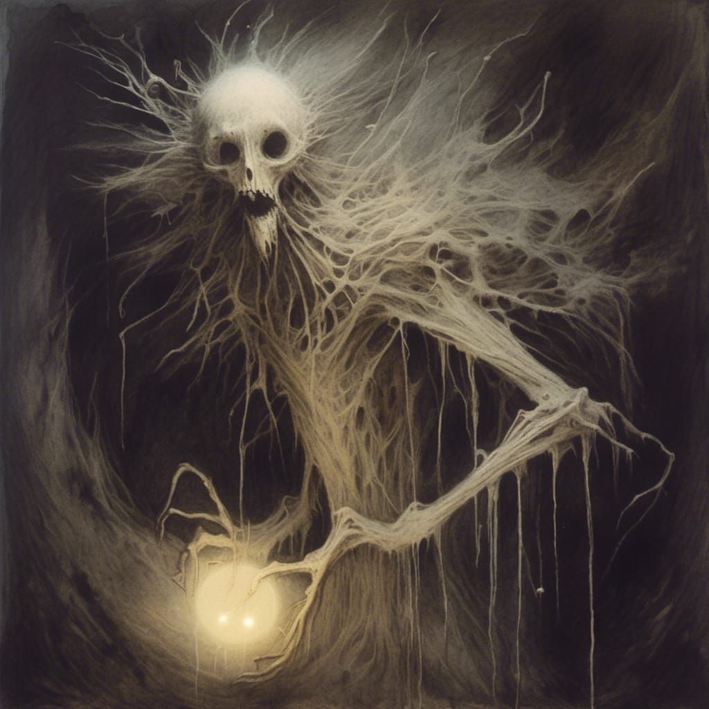 Biomorphic Horror Hybrid in Surrealist Style