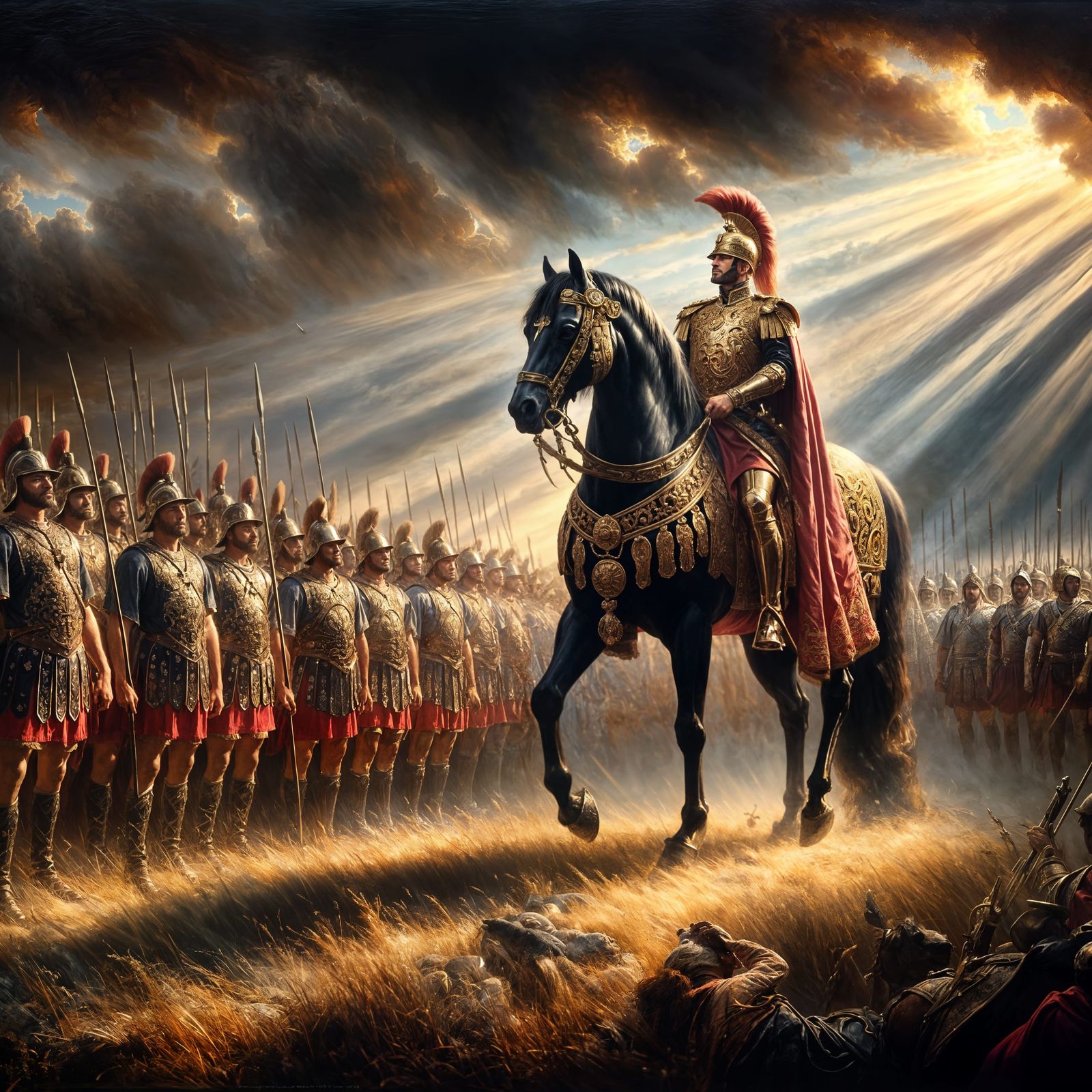 Military Leader Inspects Troops at Sunset