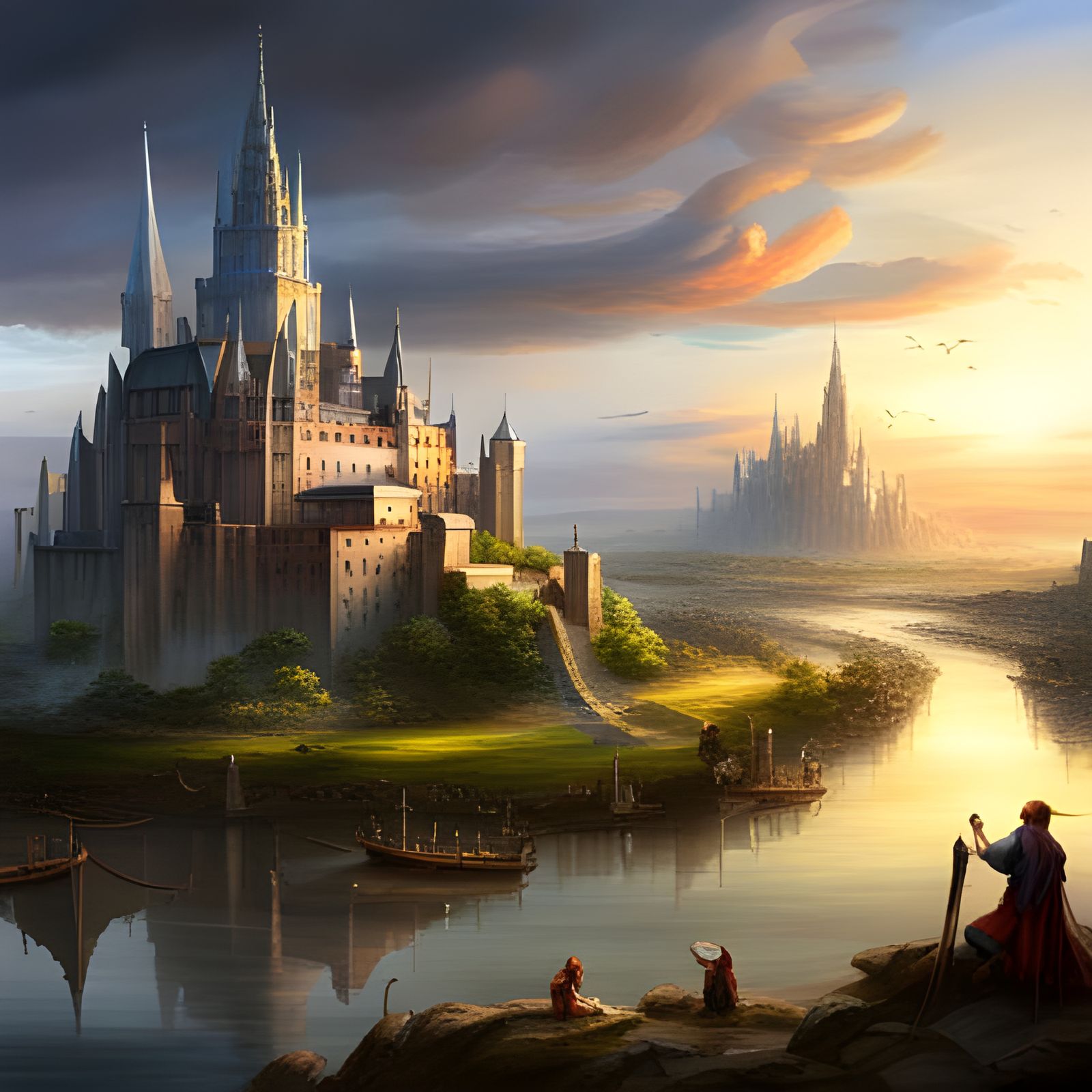 Epic Medieval Cityscape in Dark Fantasy Style