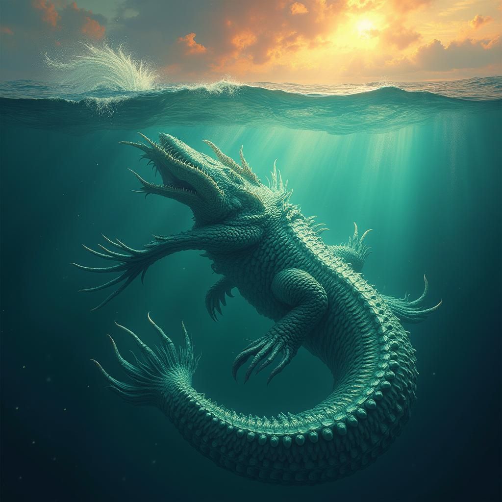 Colossal Squid-Gar Hybrid Emerges from Mystical Waters