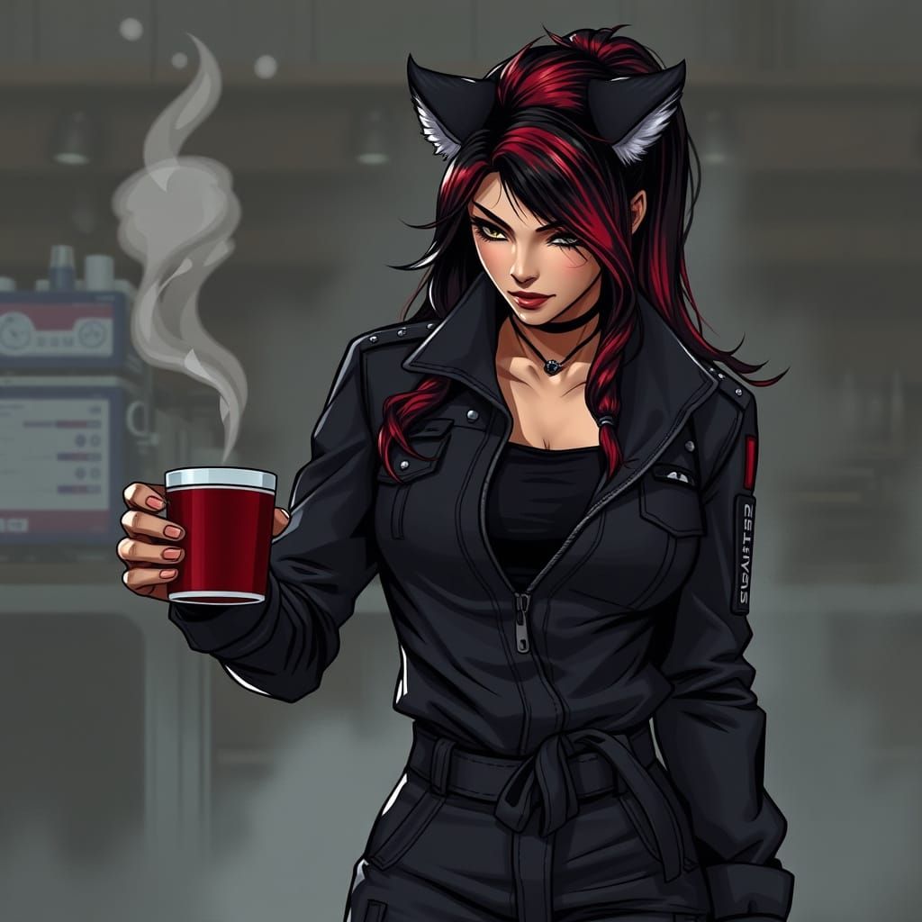 Manga Snow Leopard Mechanic Offers Coffee