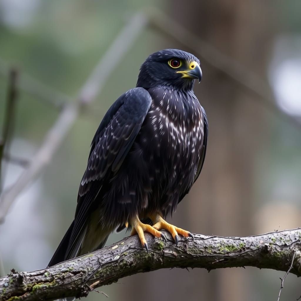 Mysterious Forest Falcon in Dark Plumage