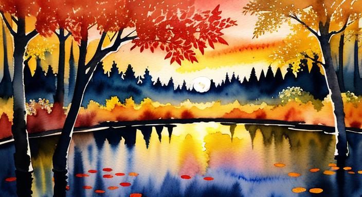 Abstract Watercolor: Autumn Foliage Reflection