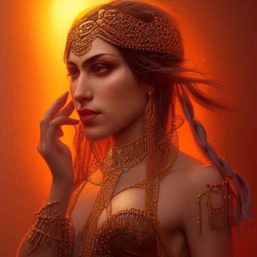 Belly Dancer Portrait in Hyperdetailed Digital Art Style