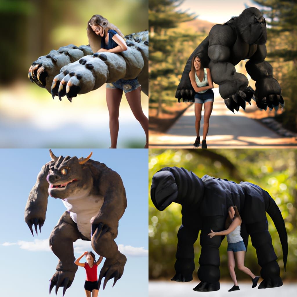 Woman Carrying a Monster in Professional Photography