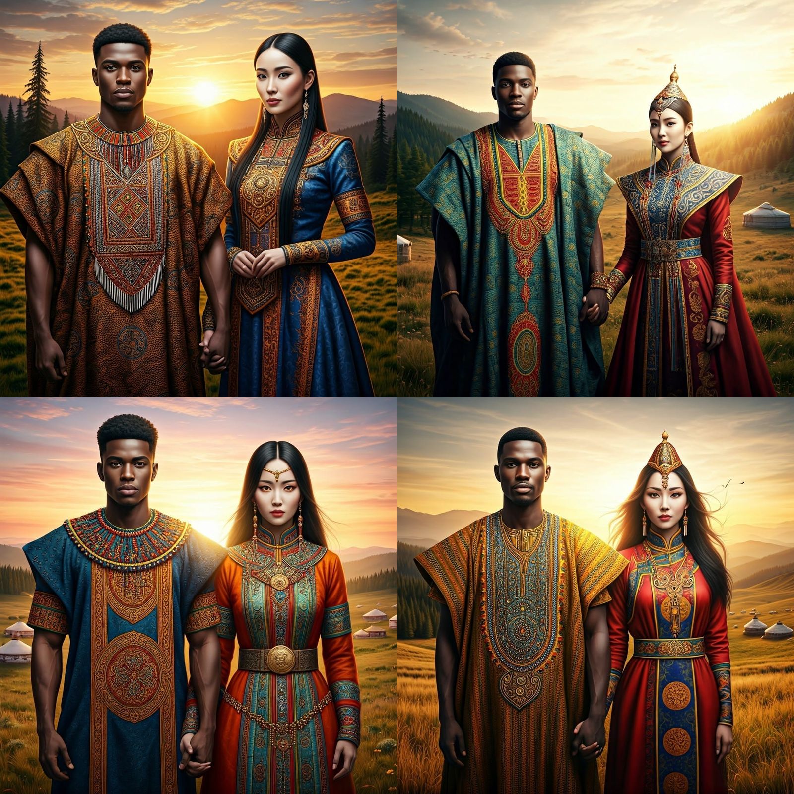 Handsome Cameroonian Man and Beautiful Mongolian Woman in Br...