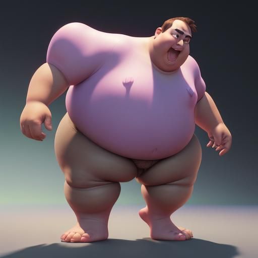 Pixar-Style 3D Rendering of an Obese One-Legged Amputee