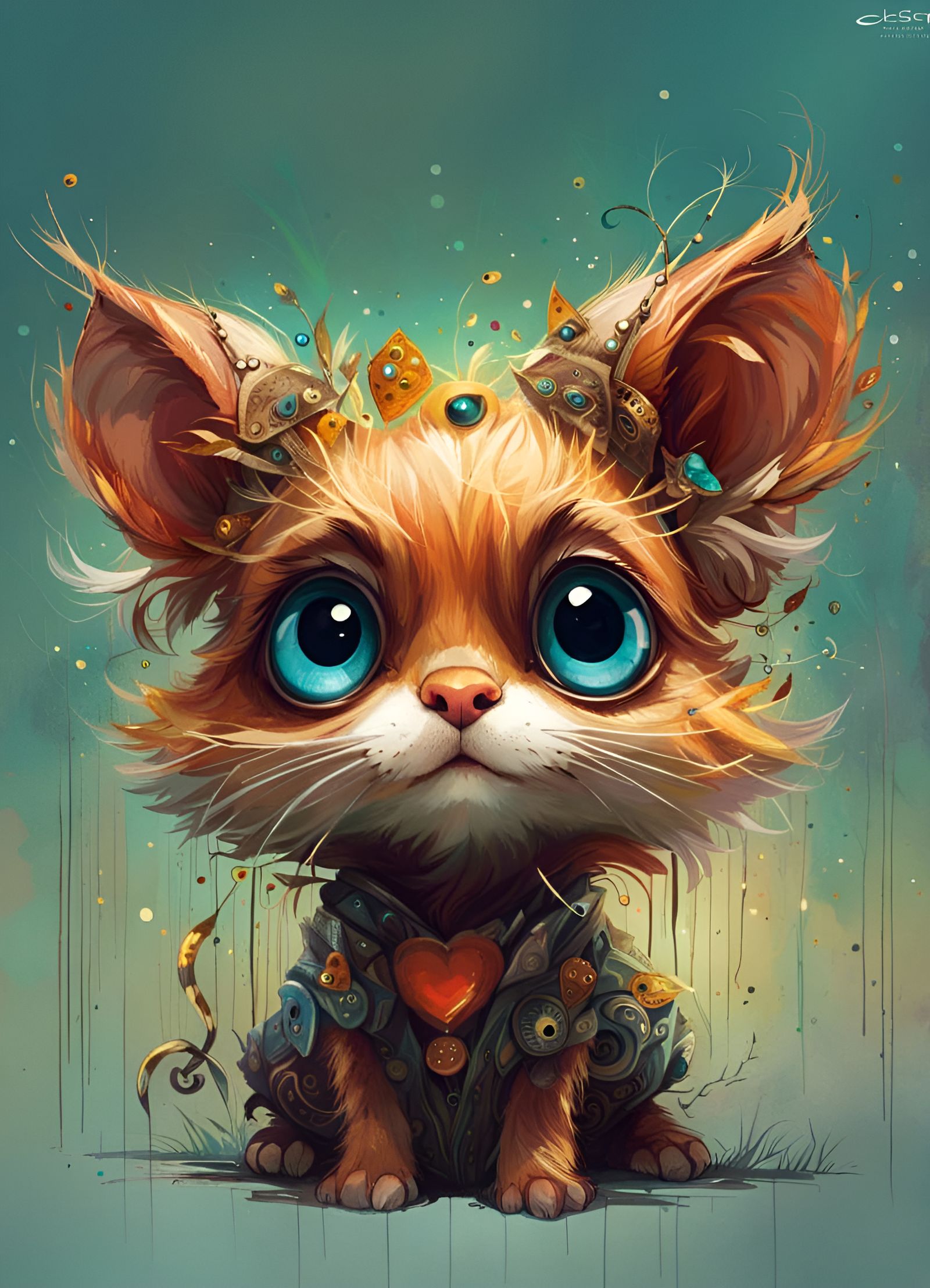 Adorable Animal Portrait in Art Nouveau Style