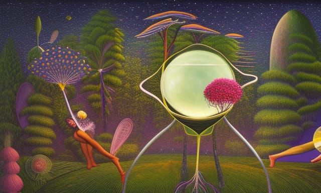 Hybrid Stargazer with Entangled Sphere: Surreal Digital Art