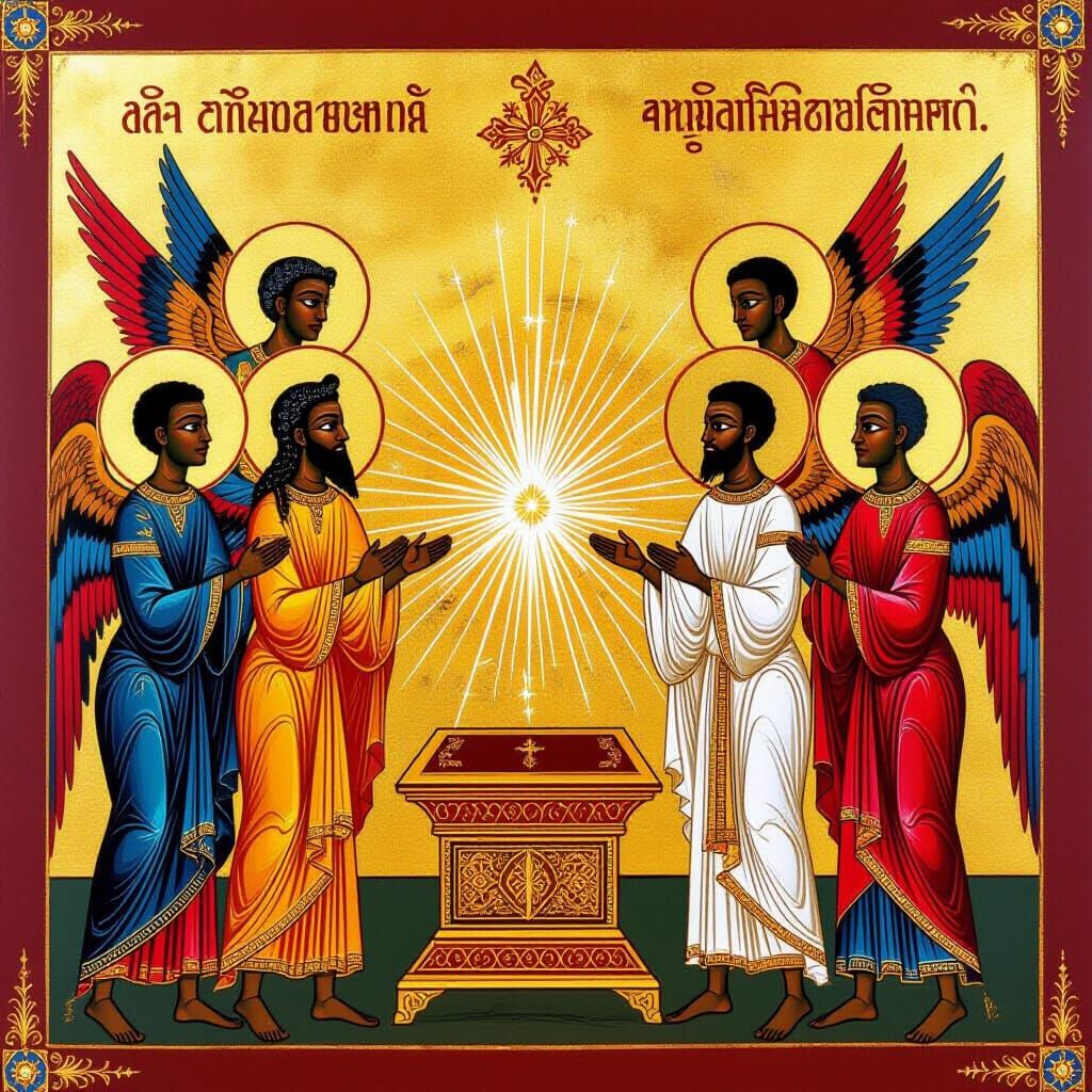 Seven Angels Guarding Ethiopia With Ark of Covenant Icon