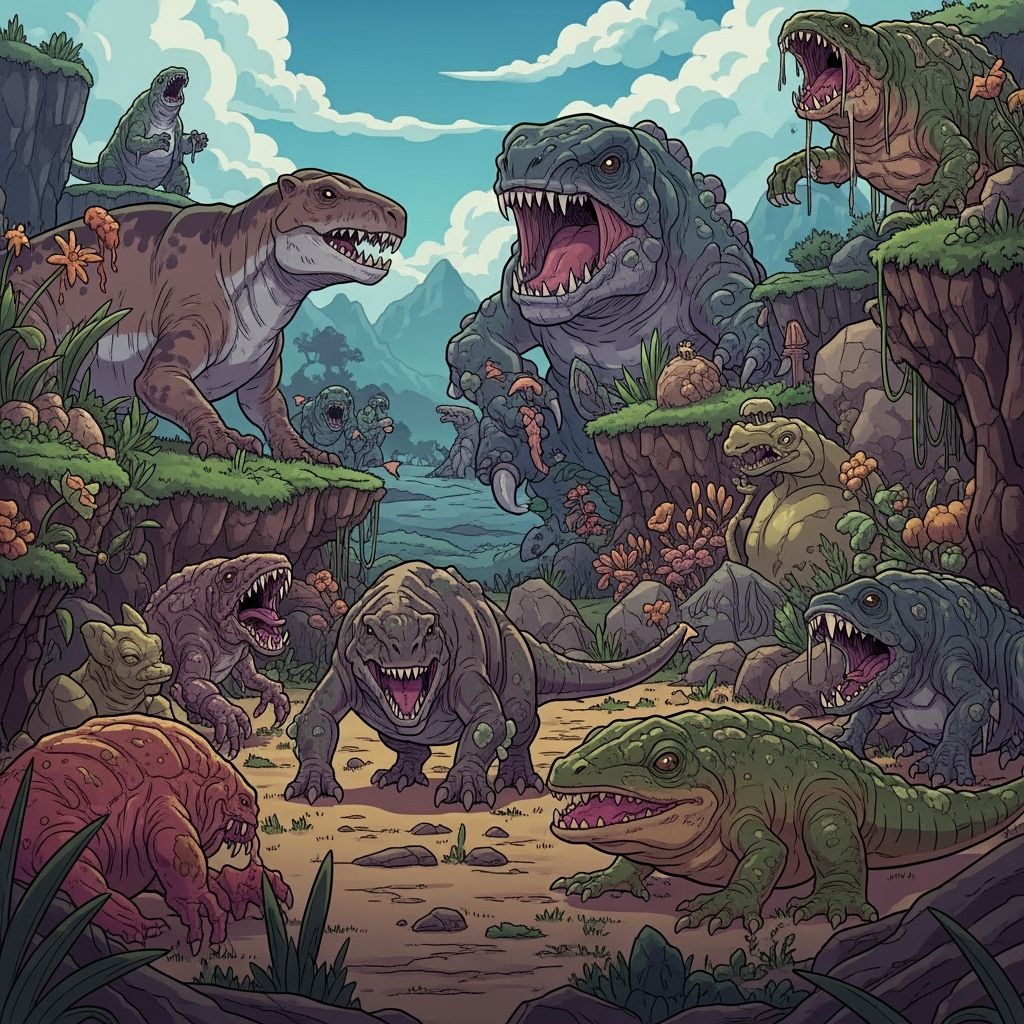 Evolved Prehistoric Creatures in Vibrant Underearth Realm