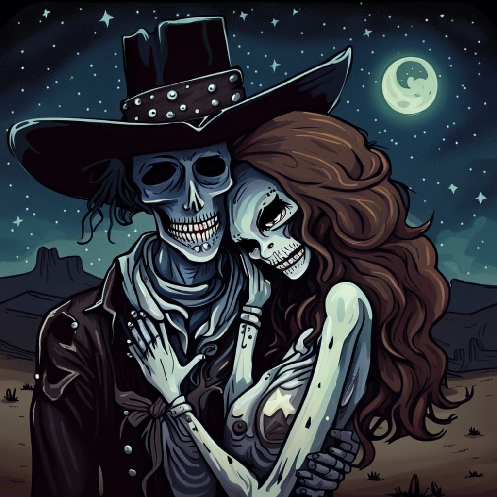 Ghost Cowboy and Cowgirl in Burton Style