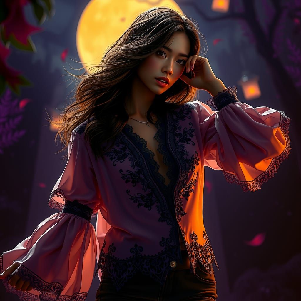 Fantasy Woman in Eerie Light, Hyper-realistic Concept Art