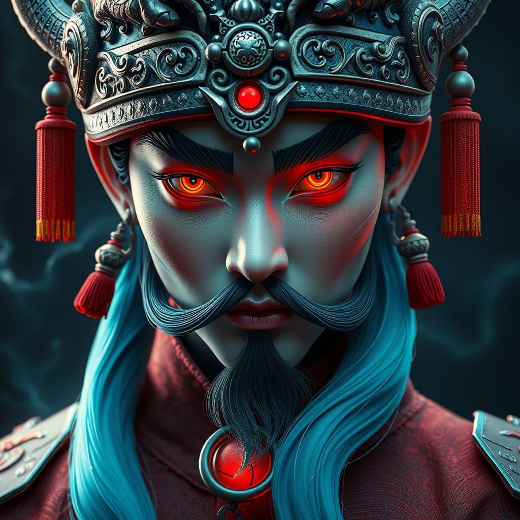 Mystical Warrior in Fiery Regalia