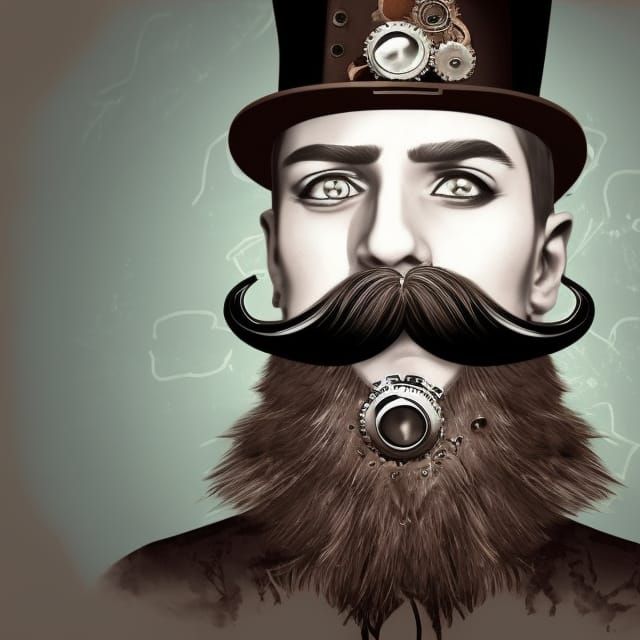Steampunk Mustache in Graffiti Pop Art Style