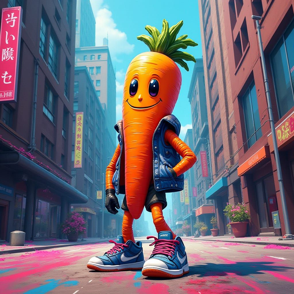 Carrot in Sneakers: Graffiti Art Style