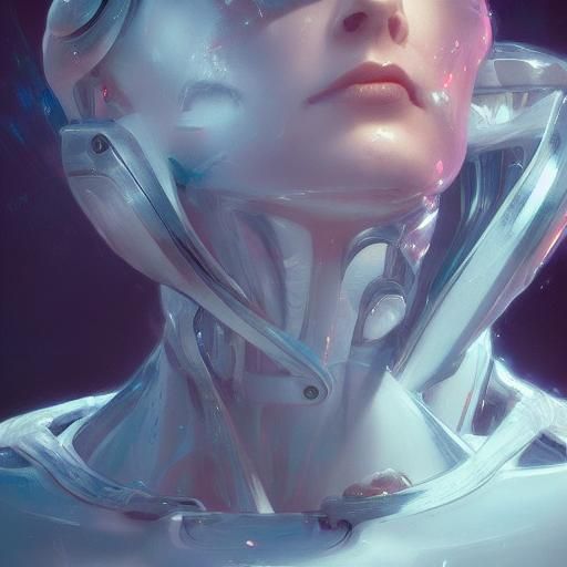 Detailed Cyborg Portrait in Digital Painting Style