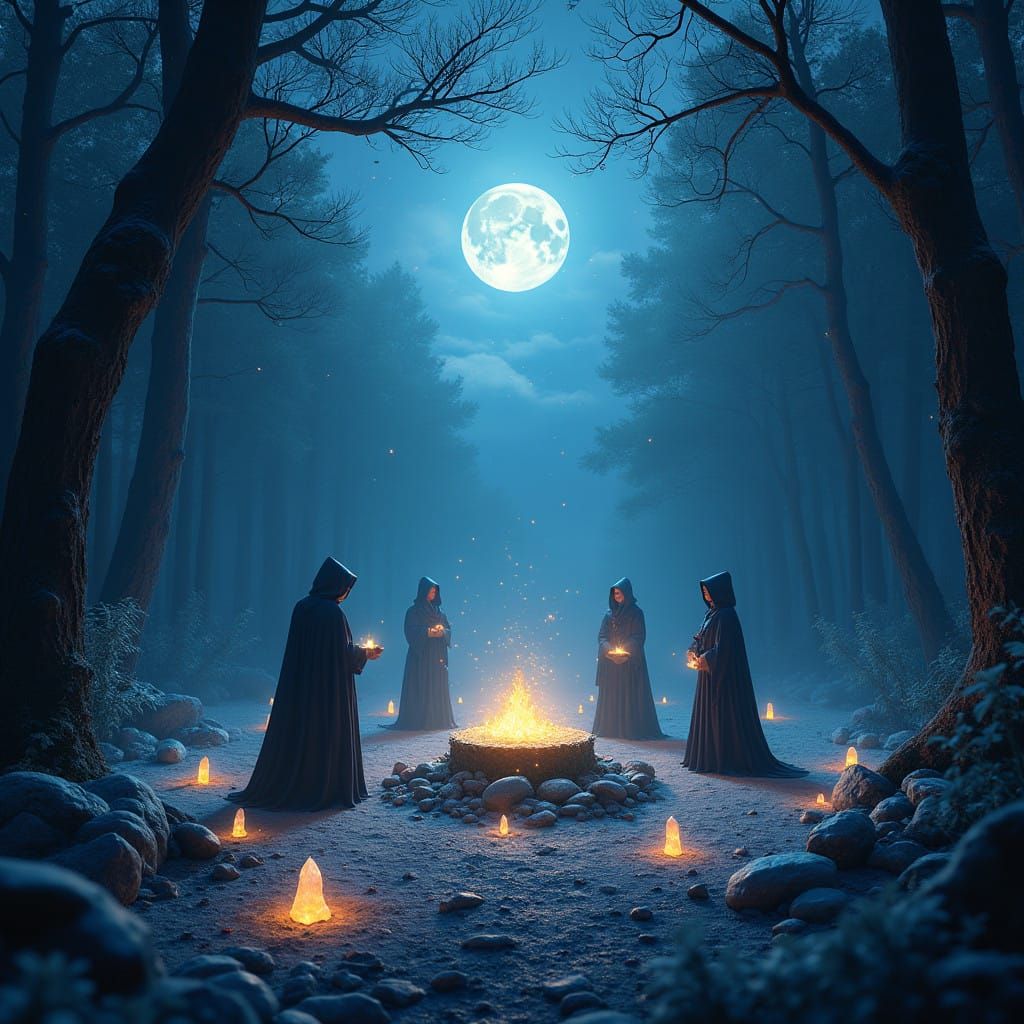 Enchanted Forest Under Full Moon Magic