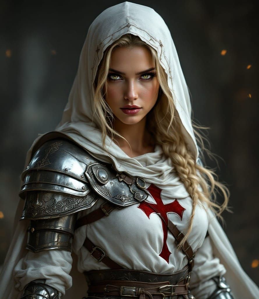 Elegant Templar Knight in Dark Fantasy Armor