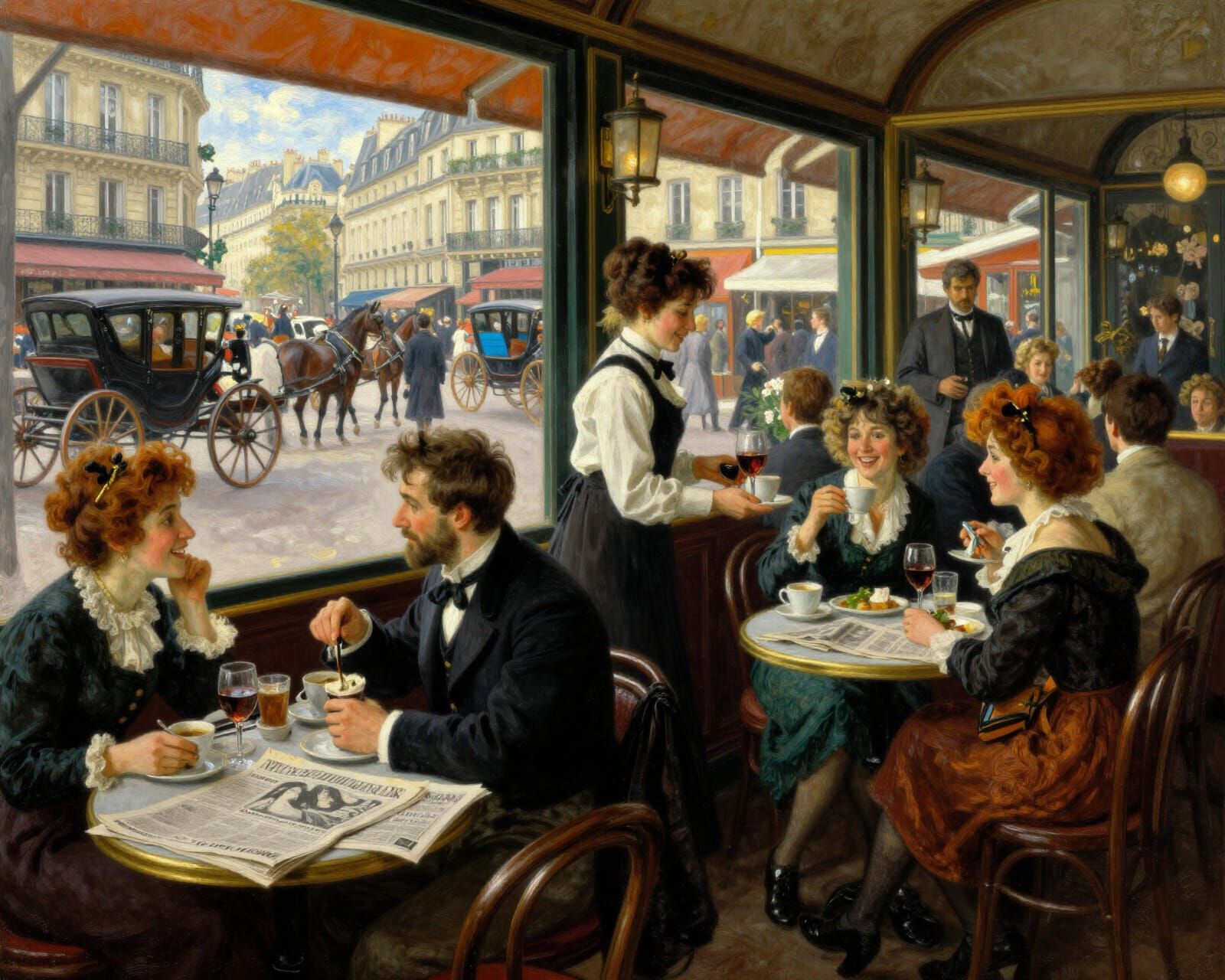 19th Century Parisian Cafe Scene with Impressionist Masters
