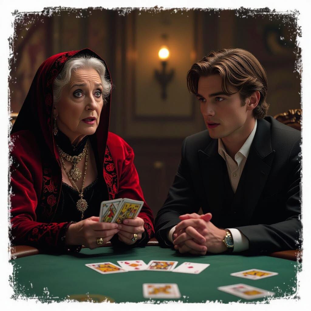 Shocked Tarot Reader: Cinematic Film Still