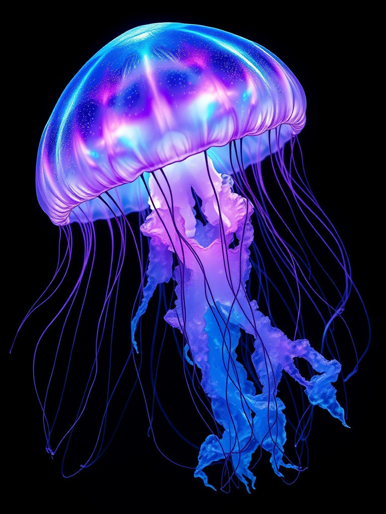 Jellyfish glowing, blue, pink, purple, 8k, stunning intricat...