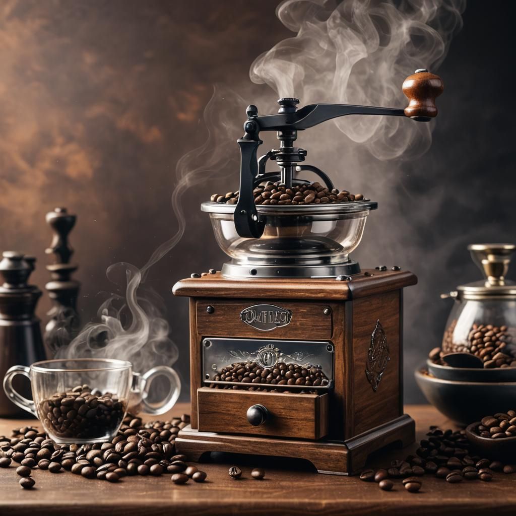 Glass and wood coffee grinder