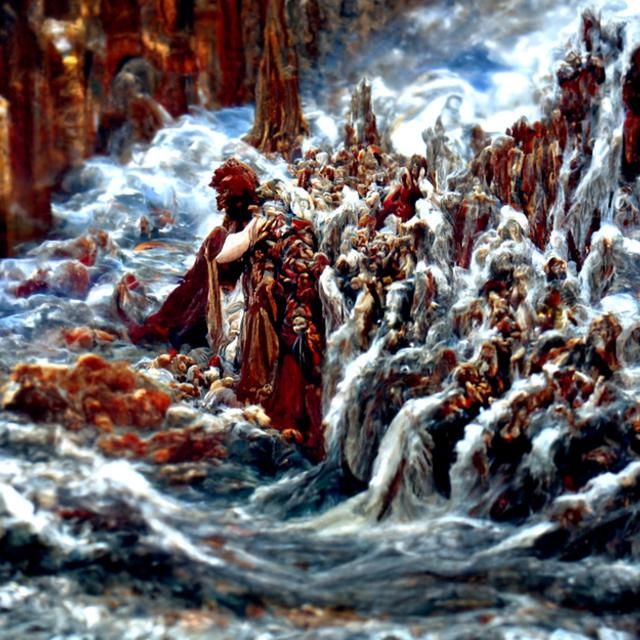 Moses Parting Red Sea in Renaissance Style