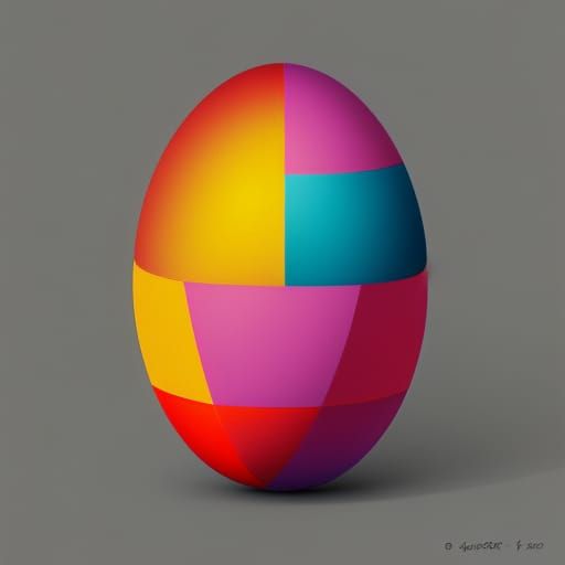 Cubist Egg: Geometric Art Deco Painting