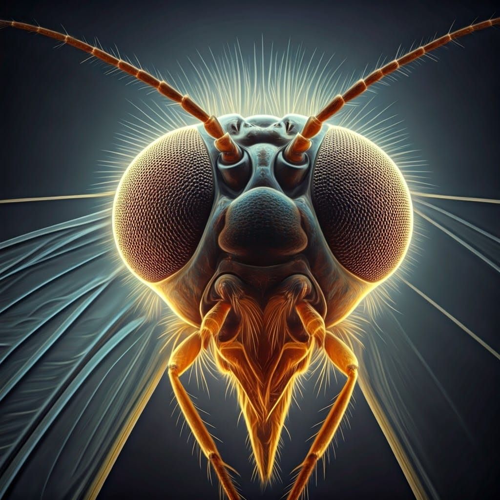 Abstract Cubist Drosophila Head in Pastel Hues