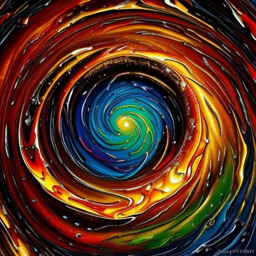 Surreal Burning Water: A Macro Oil Painting