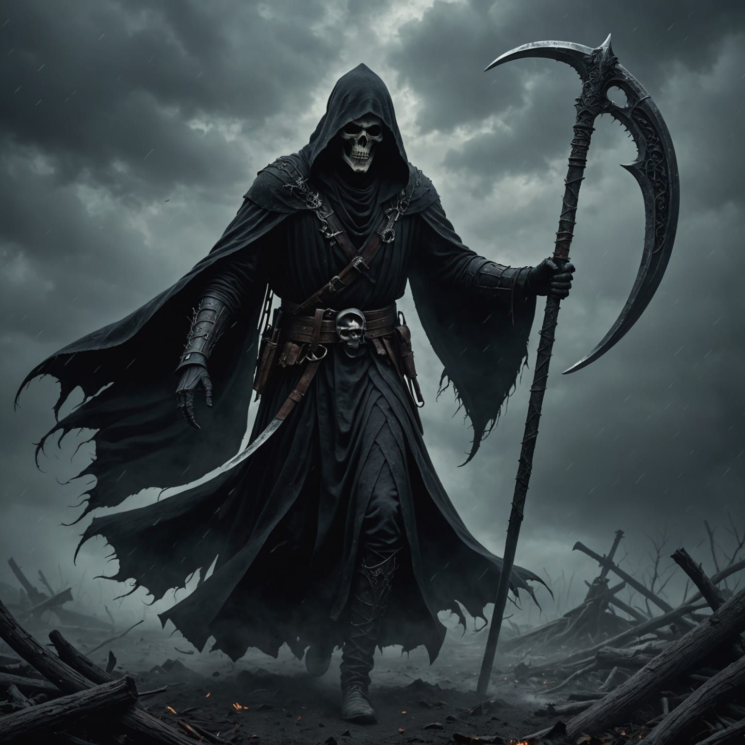 Grim Reaper in Dark Fog: A Cinematic Masterpiece