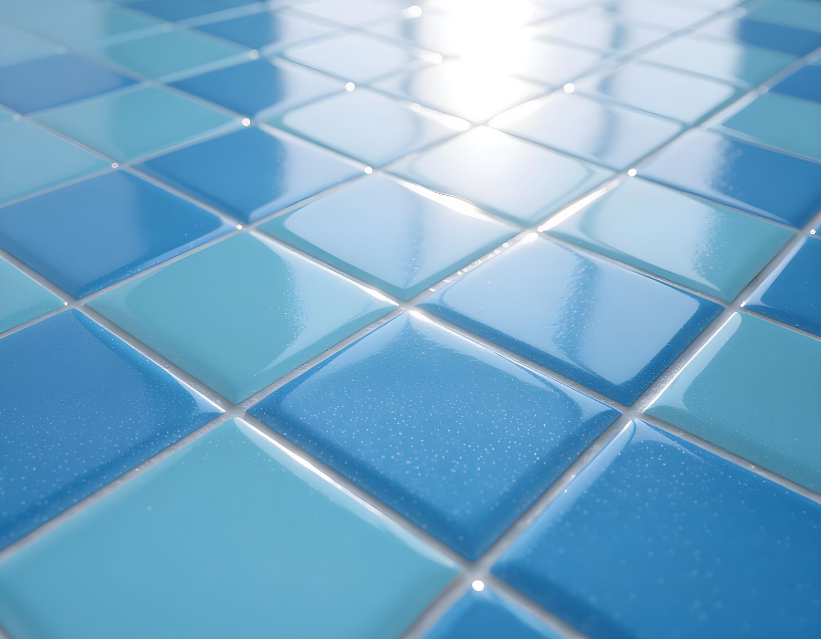 Close-up of Sky-Blue Tiled Surface with Glossy Finish
