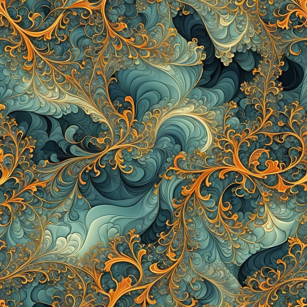 Abstract Fractal Portrait in Complementary Colors