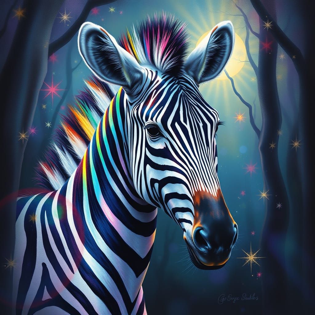 Ethereal Zebra in Whimsical Forest at Twilight