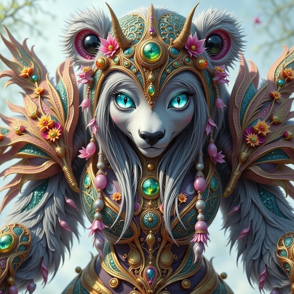 Whimsical Snail-Cheetah Fae in Vibrant Forest