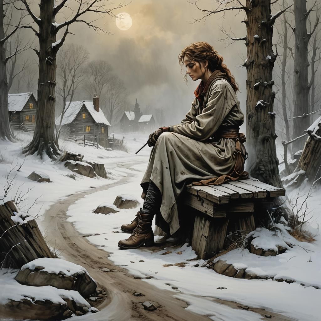 Evocative Study of Loneliness in Rockwell Style