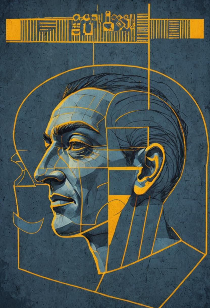 Geometric Bauhaus Portrait in Digital Screen Print Art