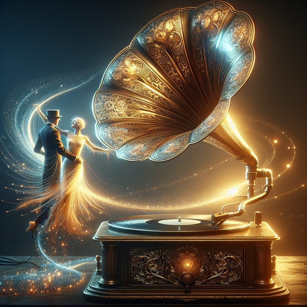 Ethereal 1920s Couple Dances to Music of a Golden Gramophone