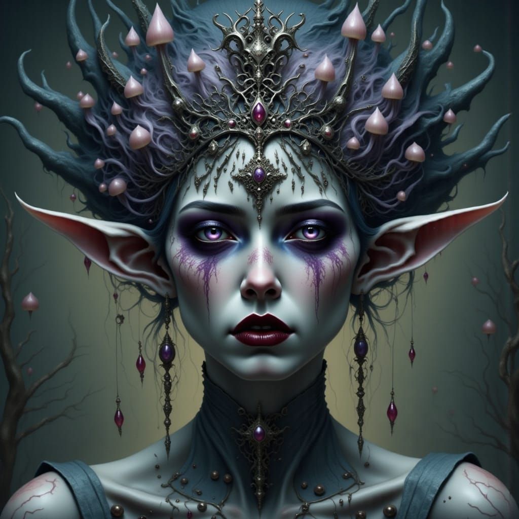 Ethereal Elven Queen Portrait in Fantasy Style