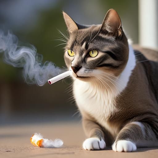 Cat Smoking Cigarette Generated by AI