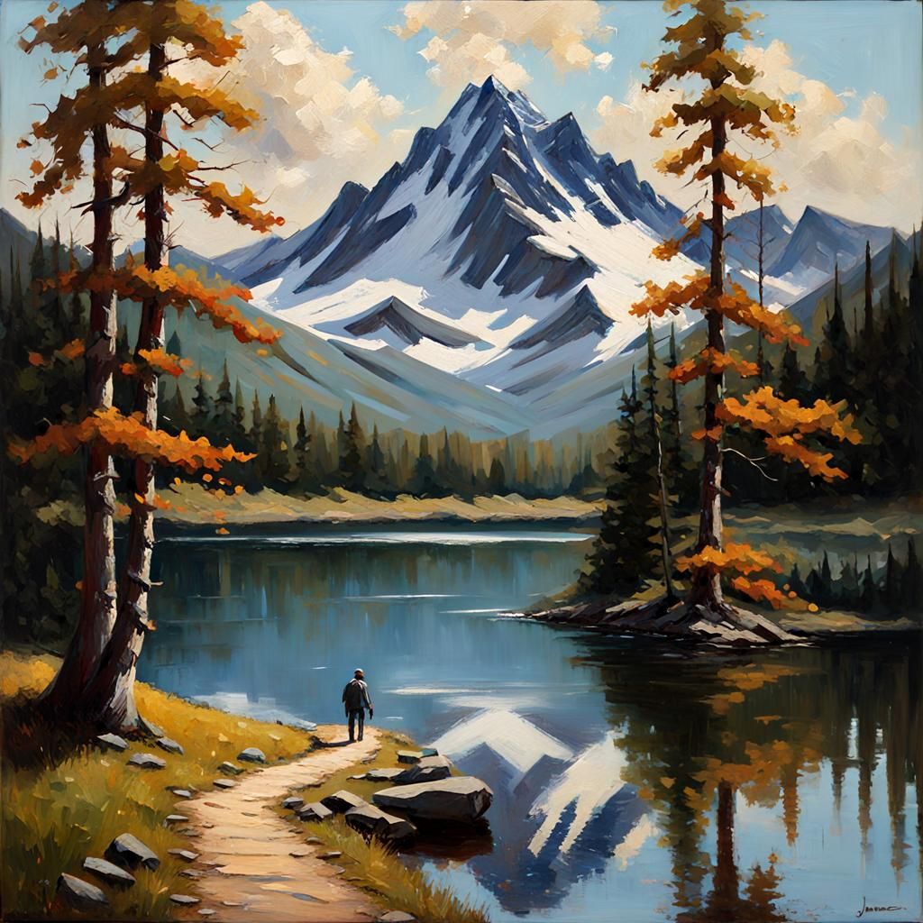 Mountain Lake Oil Painting by James Gurney