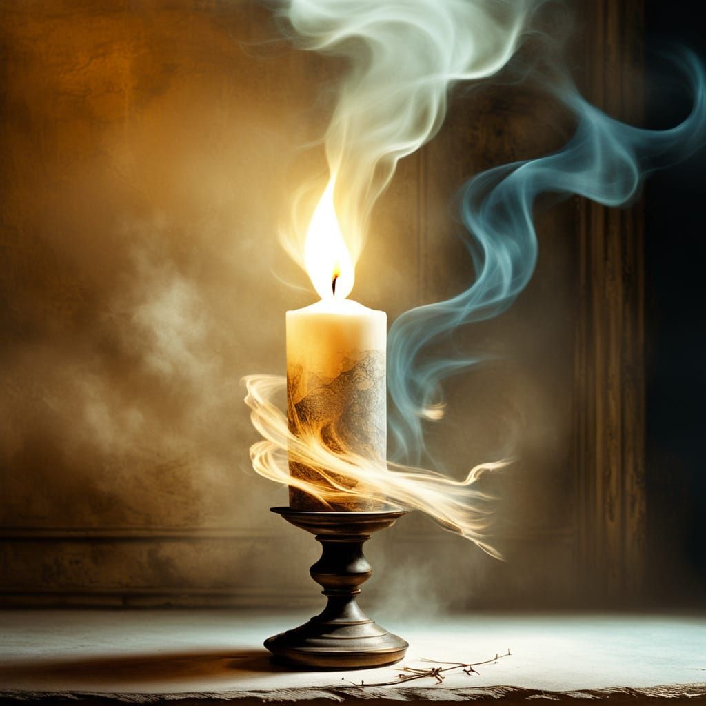 Surreal Candle Flame Dances in the Wind